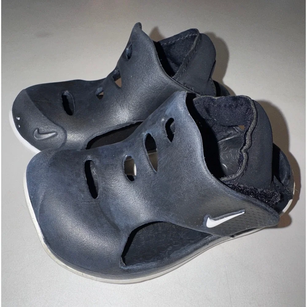 Nike Sunray Protect 2 TD Kids Black White Water Sandals 943827-001 Size 6C